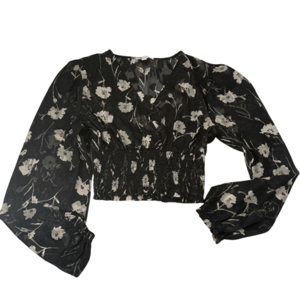 Floral Black and White Women's Top